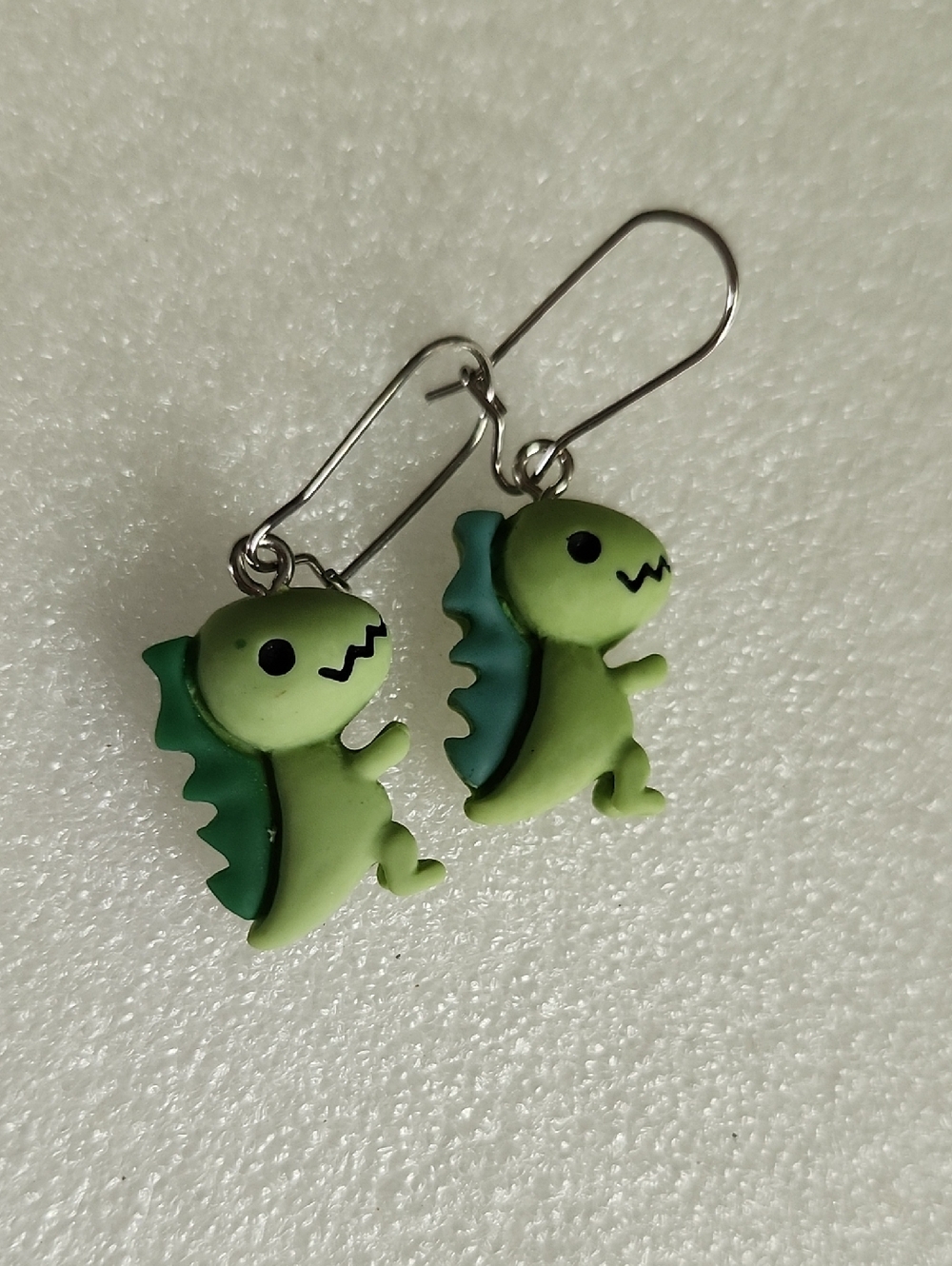 Hand Crafted Green Dino Drop Earrings